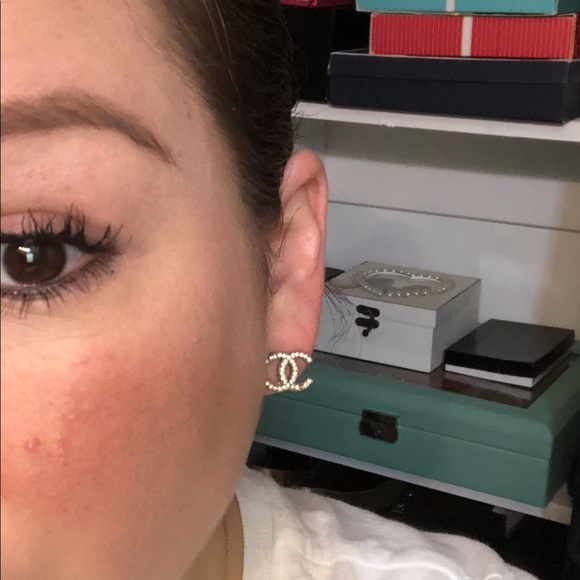 Large Chanel Rhinestone Earrings - Picture 5 of 5